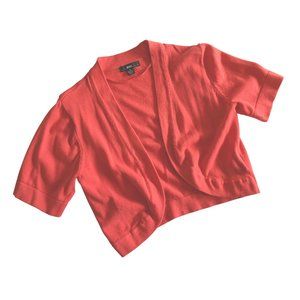 [SOLD] R&K Orange Red Bolero Shrug, Cotton, Short Sleeve, Size S